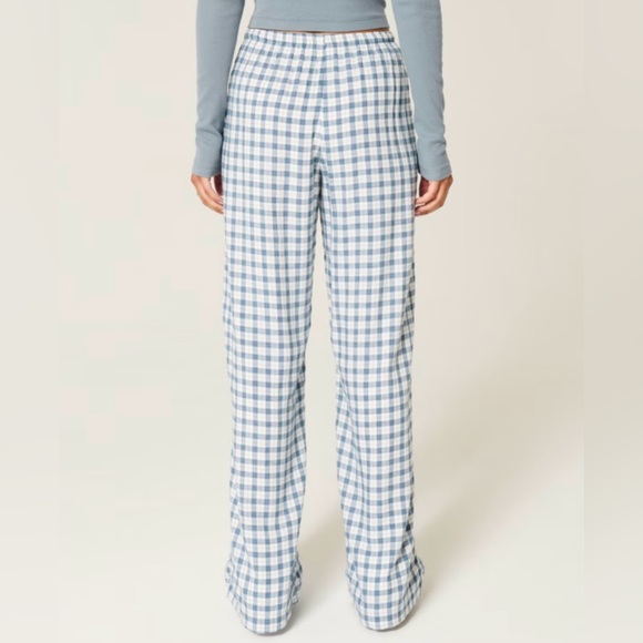 New Hollister Women’s Pull on Blue & White Gingham Slub Pants XXLarge Long Lined - Picture 3 of 7